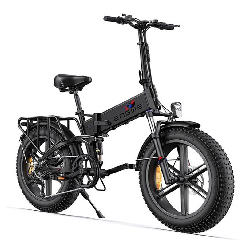 ENGINE X Folding Electric Bike with off-road capabilities and 20-inch tires.