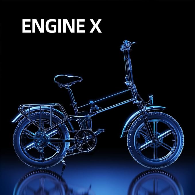 ENGINE X Folding Electric Bike with off-road capabilities and 20-inch tires. 5