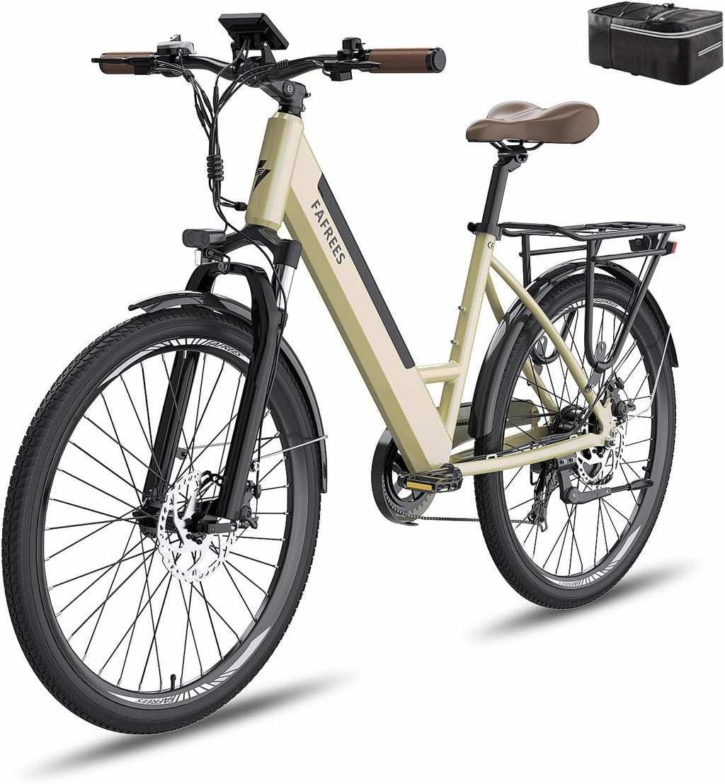 F26 Pro Electric Bike in Grey and Cream color