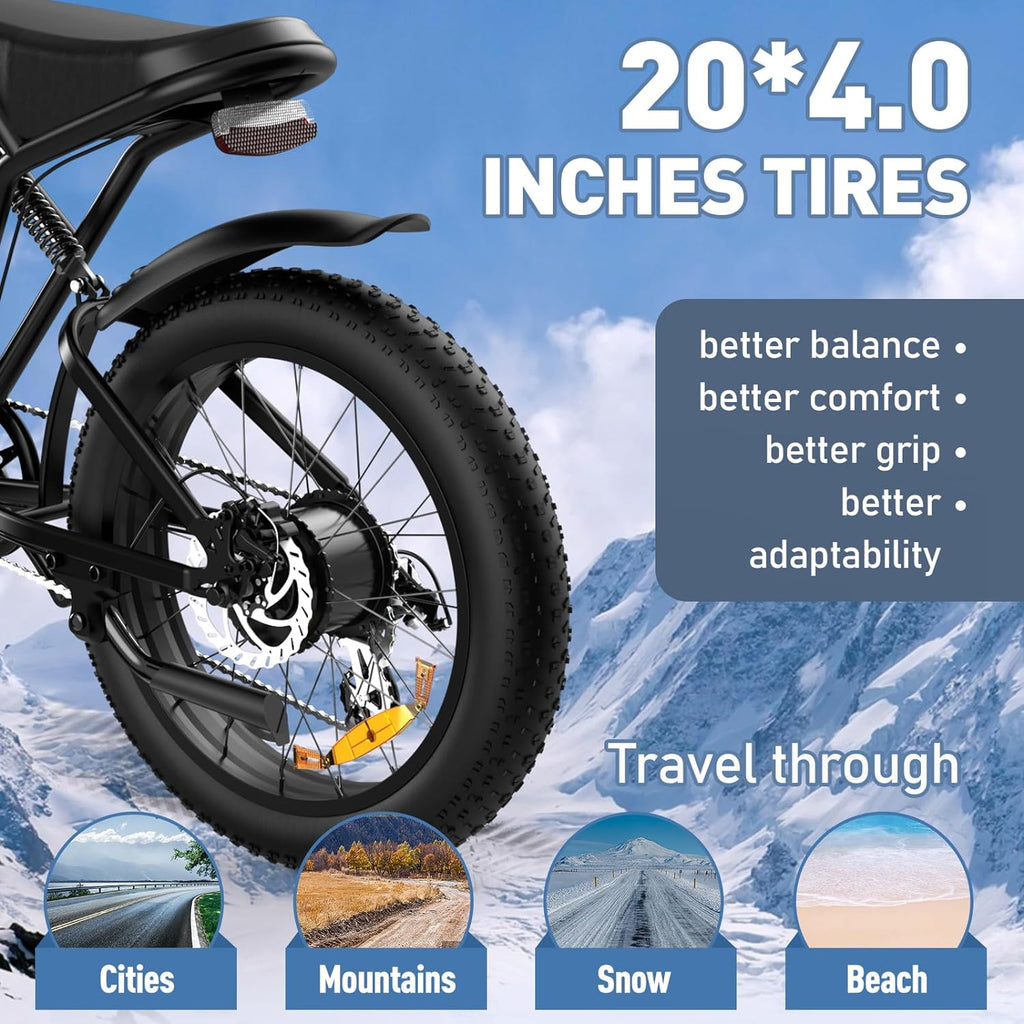 Fat Tyre E Bike in Black color 3