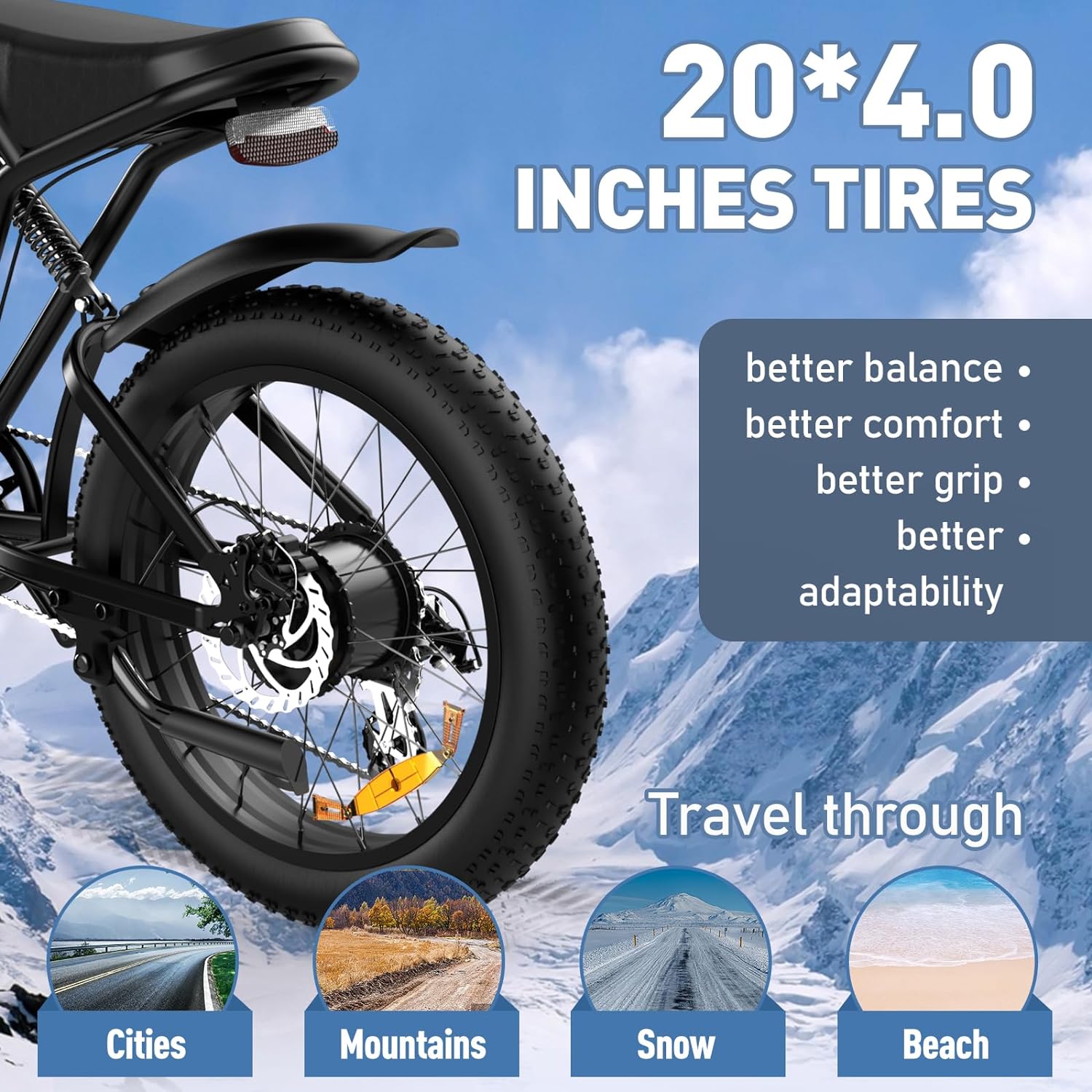Fat Tyre E Bike in Black color 3