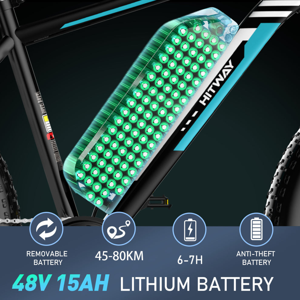 BK15 Fat Tyre Electric Bike in black with powerful features. 2