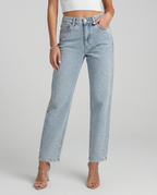 Felicia High-Waist Jeans with Shiny Finish in Light Blue