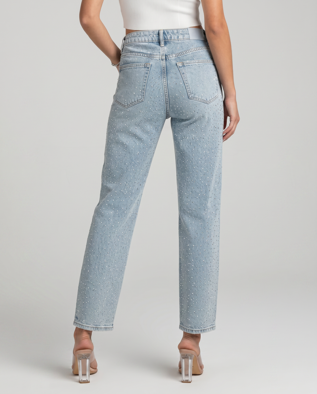 Felicia High-Waist Jeans with Shiny Finish in Light Blue 2