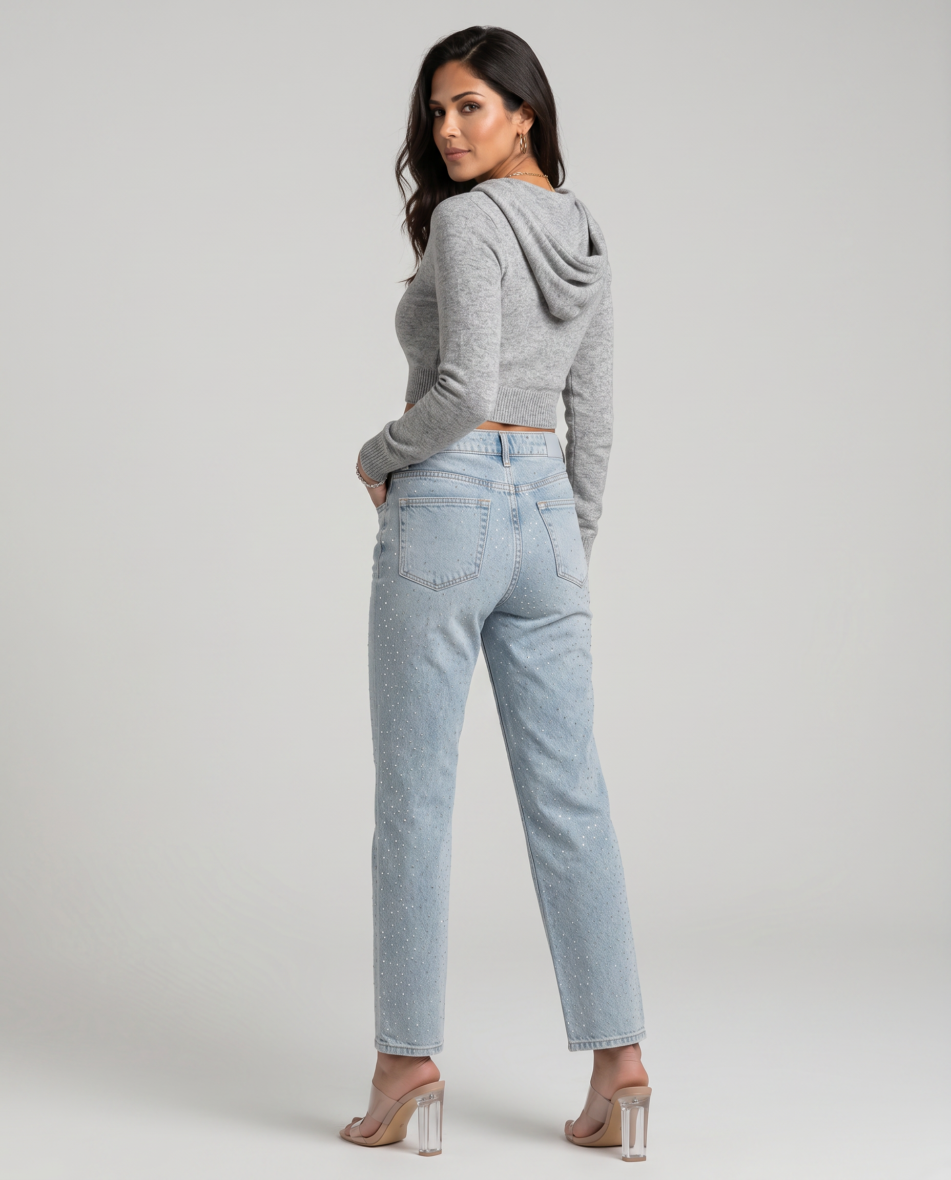 Felicia High-Waist Jeans with Shiny Finish in Light Blue 5