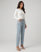 Felicia High-Waist Jeans with Shiny Finish in Light Blue 6