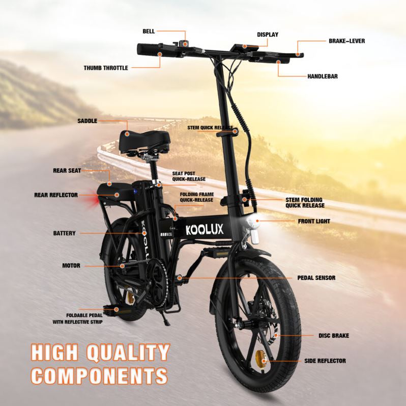 Folding E Bike in black color, perfect for urban commuting. 2