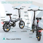 Folding Electric Bike in Black and Green Gray color 5