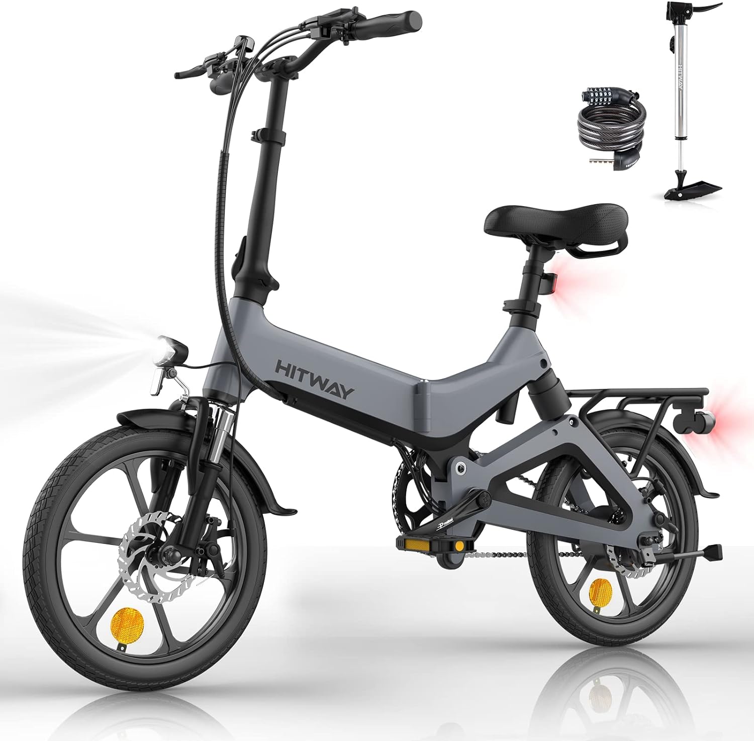 Folding Electric Bike in Black and Green Gray color 6