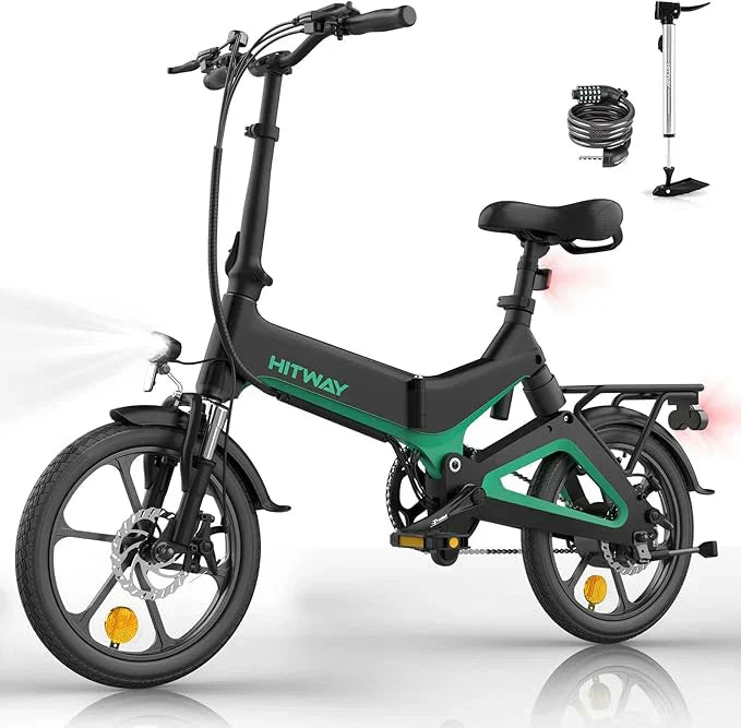Folding Electric Bike in Black and Green Gray color 7