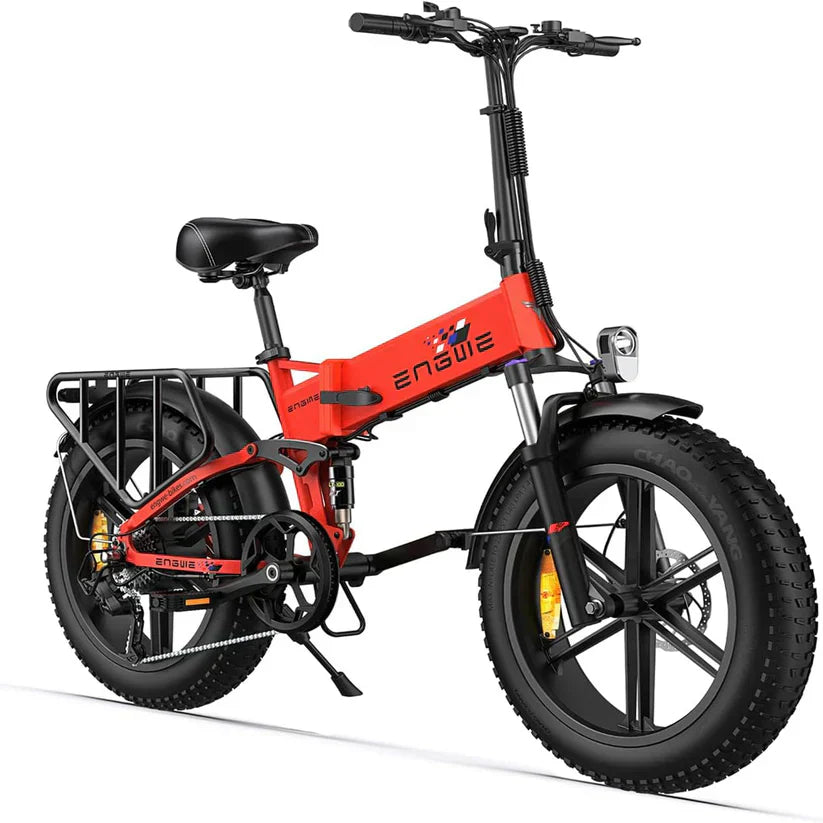 Folding Electric Bike in Black, White, and Red colors with powerful features. 10