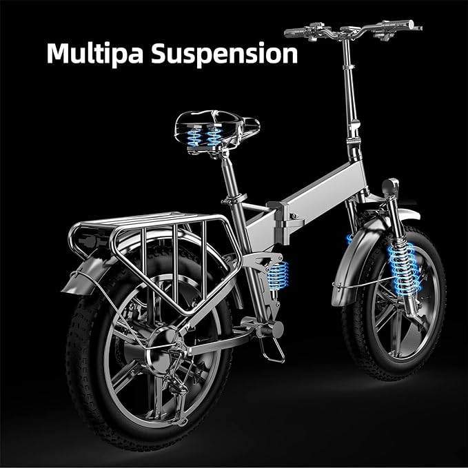 Folding Electric Bike in Black, White, and Red colors with powerful features. 6