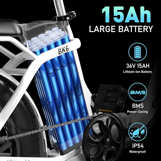 Stylish folding electric bike in black and white for urban commuting. 4