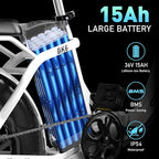 Stylish folding electric bike in black and white for urban commuting. 4