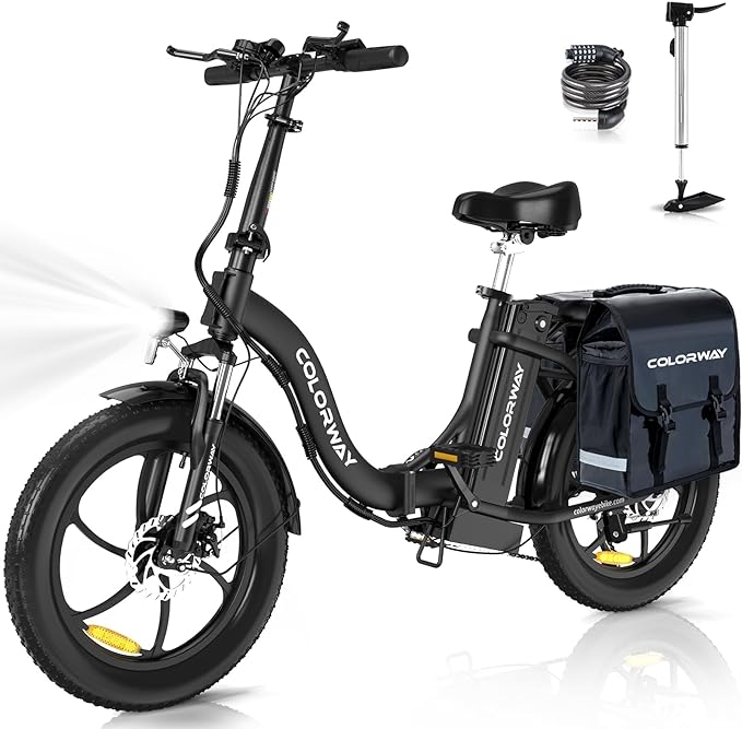 Stylish folding electric bike in black and white for urban commuting. 5
