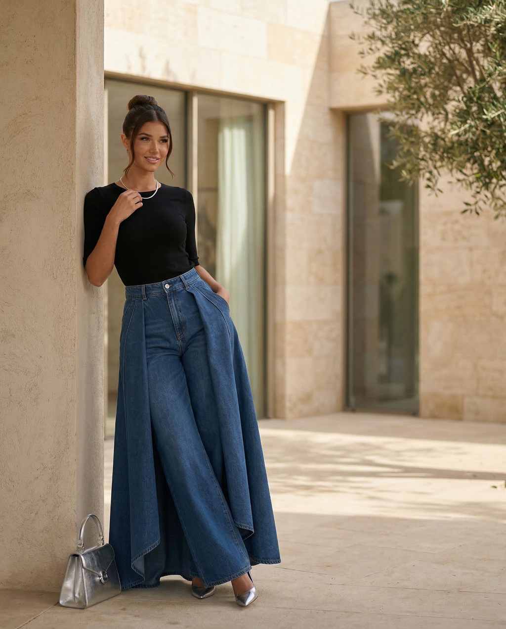 Stylish high waist wide jeans for women, perfect for casual and elegant looks. 10
