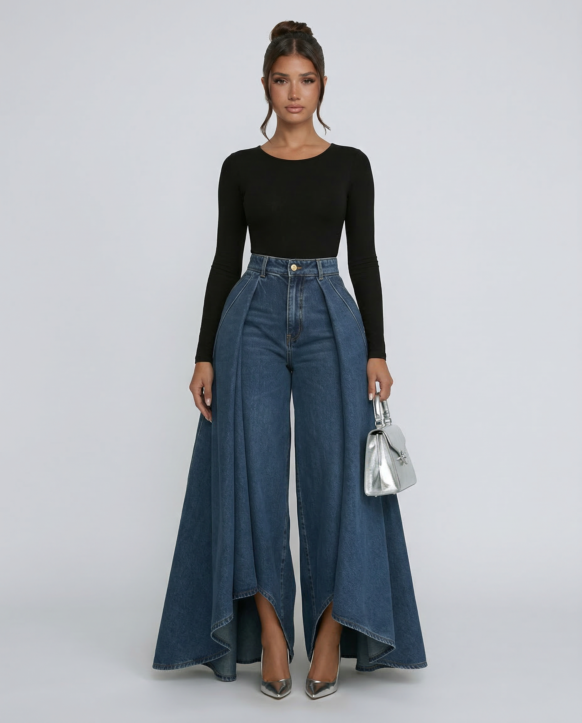 Stylish high waist wide jeans for women, perfect for casual and elegant looks. 7