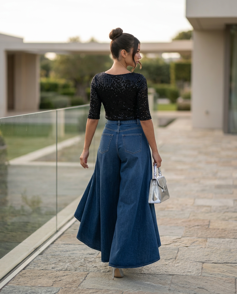 Stylish high waist wide jeans for women, perfect for casual and elegant looks. 9