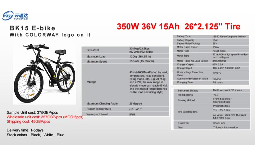 HITWAY BK15 Electric Mountain Bike in Navy Blue, White, and Black 2