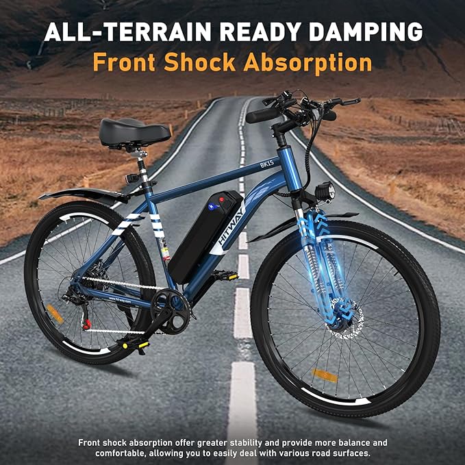 HITWAY BK15 Electric Mountain Bike in Navy Blue, White, and Black 4
