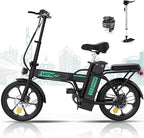Hitway Bk5 Folding Electric Bike in Green and White