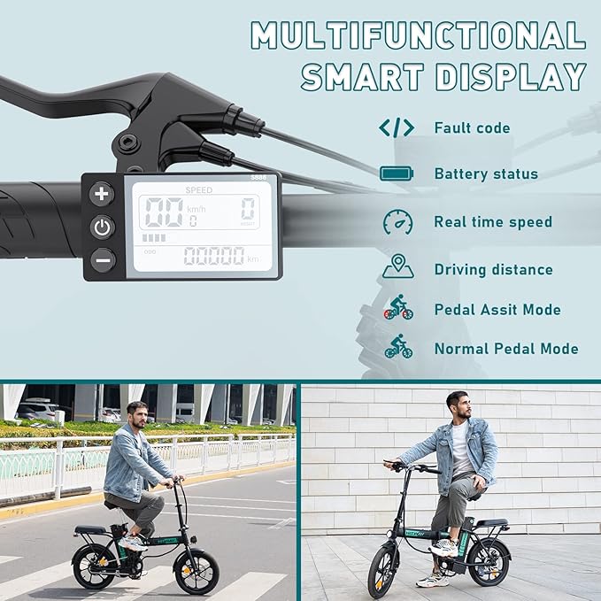 Hitway Bk5 Folding Electric Bike in Green and White 3