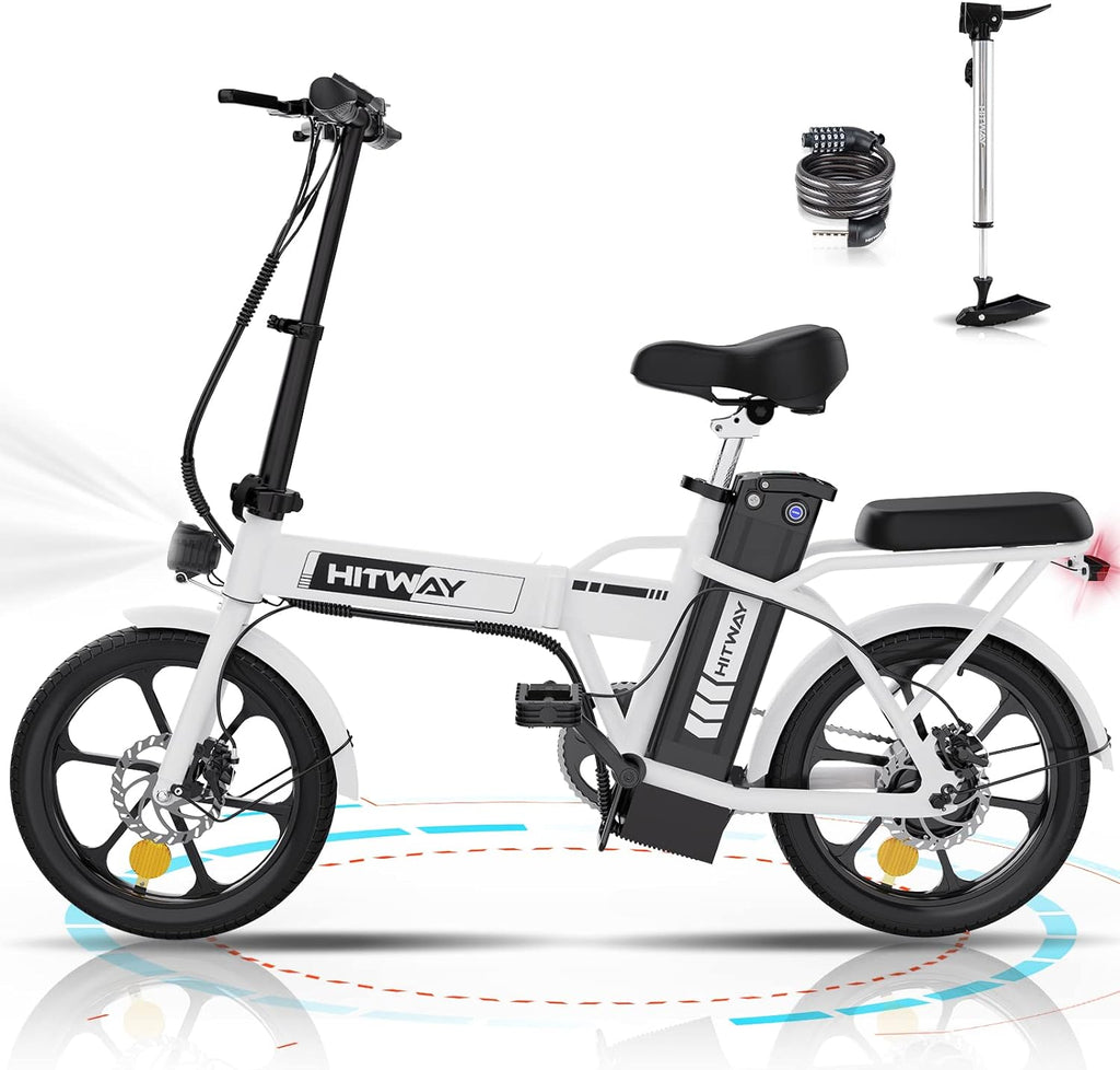 Hitway Bk5 Folding Electric Bike in Green and White 6