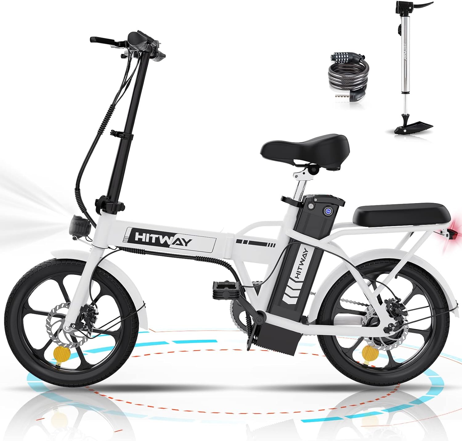 Hitway Bk5 Folding Electric Bike in Green and White 6