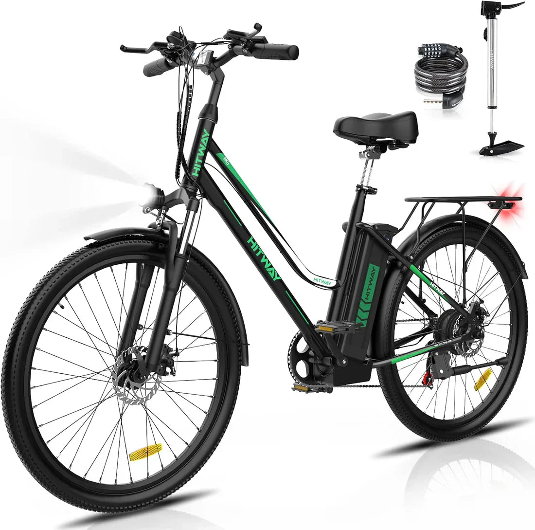Hitway BK8 Electric Bike in black and white design. 9