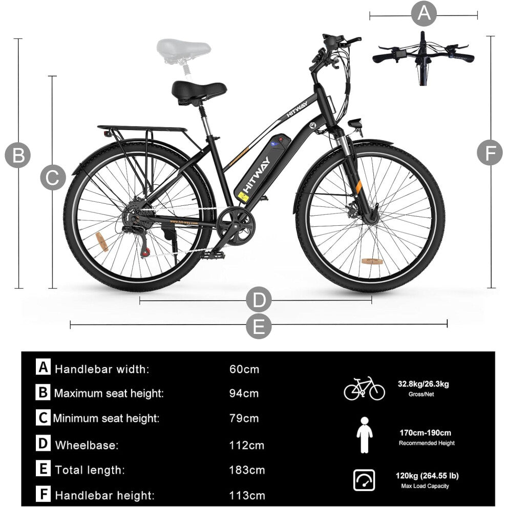 Hitway EBike BK27 in stylish black and white design. 2