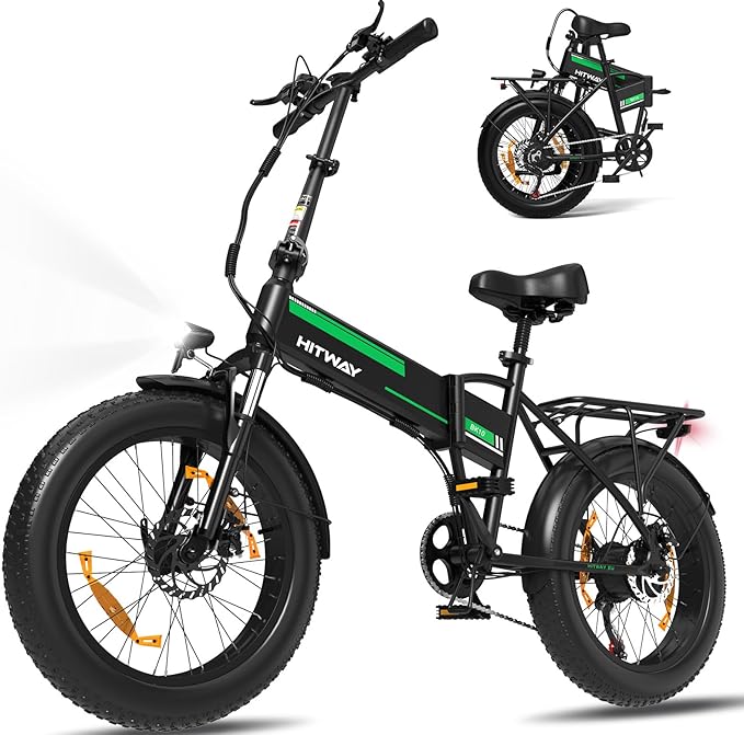 Hitway Electric Bike BK10 in green and orange with stylish design and eco-friendly features. 9