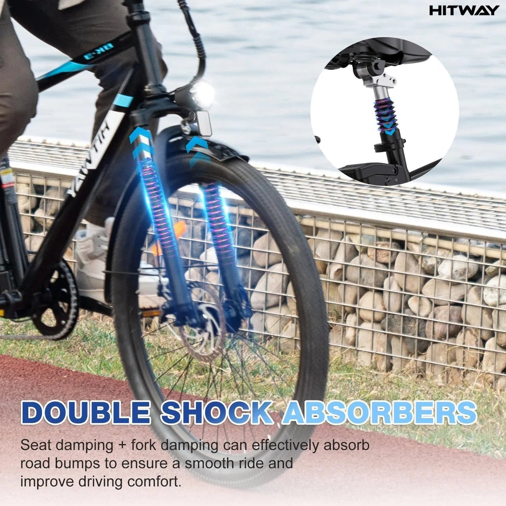 BK3S HITWAY Electric Bike in sleek black for adults, perfect for urban commuting. 3