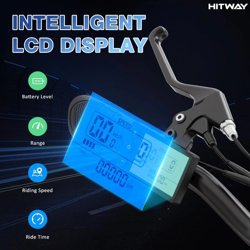 BK3S HITWAY Electric Bike in sleek black for adults, perfect for urban commuting. 4