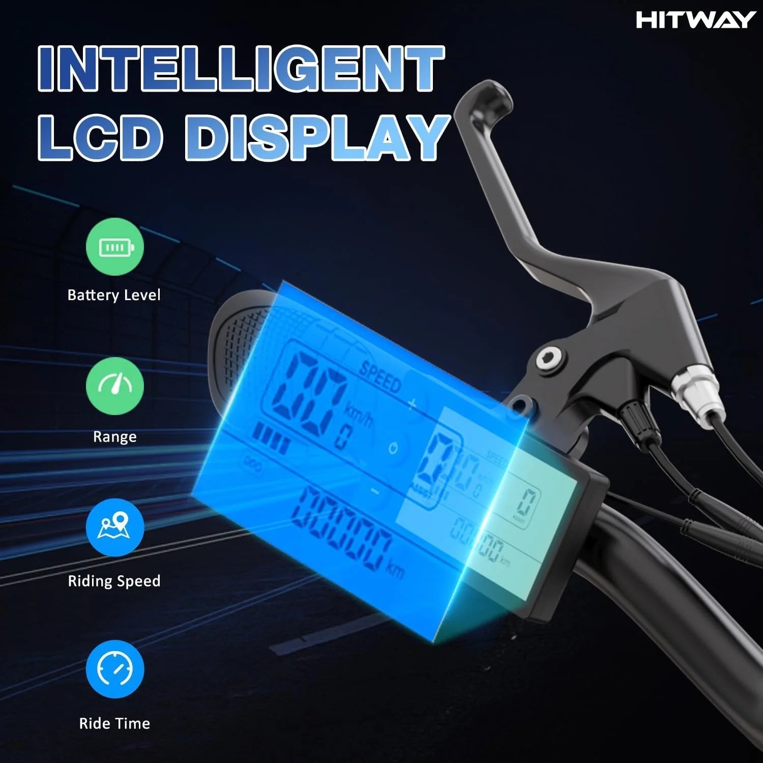 BK3S HITWAY Electric Bike in sleek black for adults, perfect for urban commuting. 4
