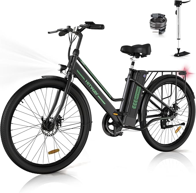 HITWAY BK8S Electric Bike in stylish black, white, and blue design.