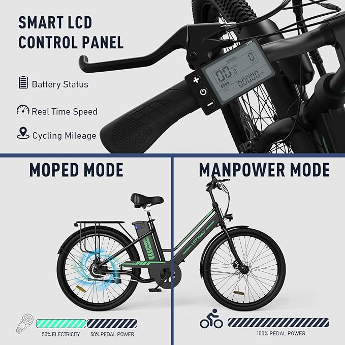 HITWAY BK8S Electric Bike in stylish black, white, and blue design. 2