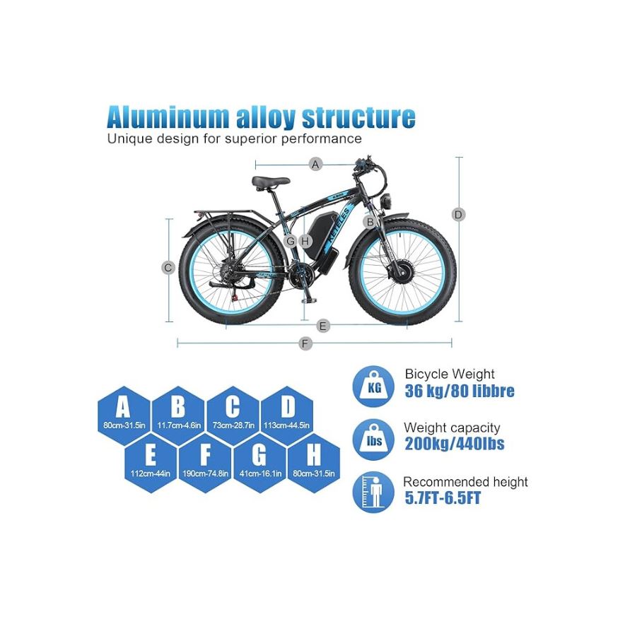 K800 Dual Battery Electric Bike in black with powerful features. 5