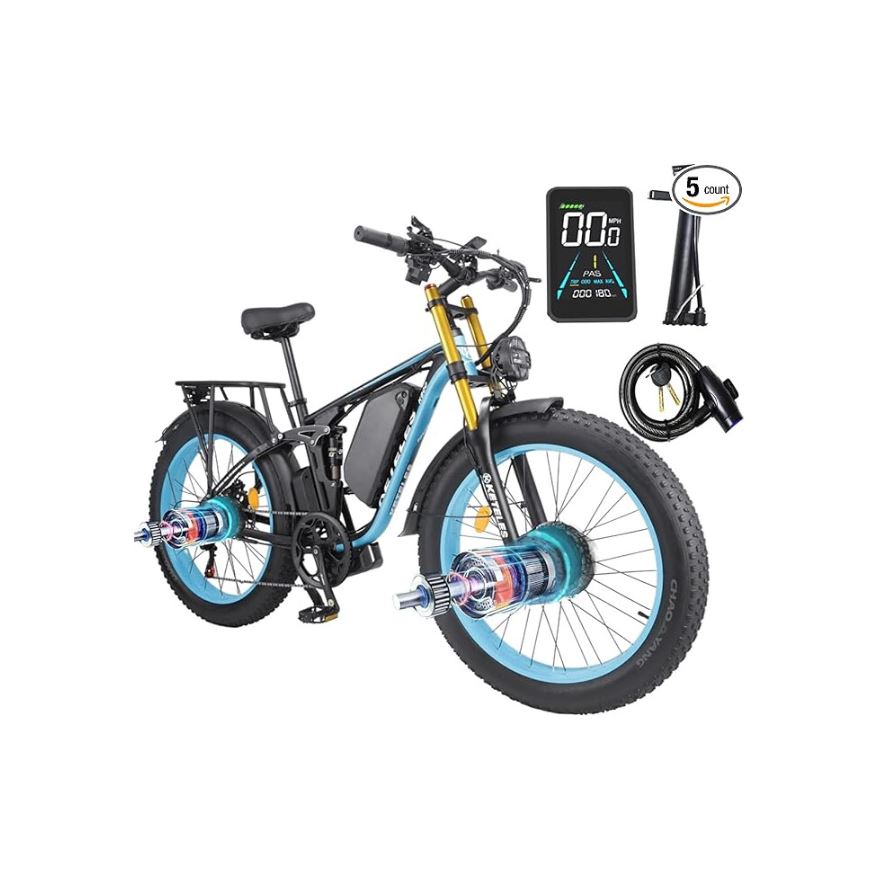 K800 Pro Dual Battery Electric Bike in blue color