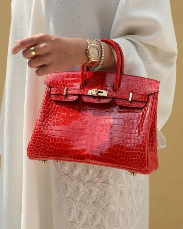 Kaia Elegant handbag in premium genuine leather with crocodile texture. 13