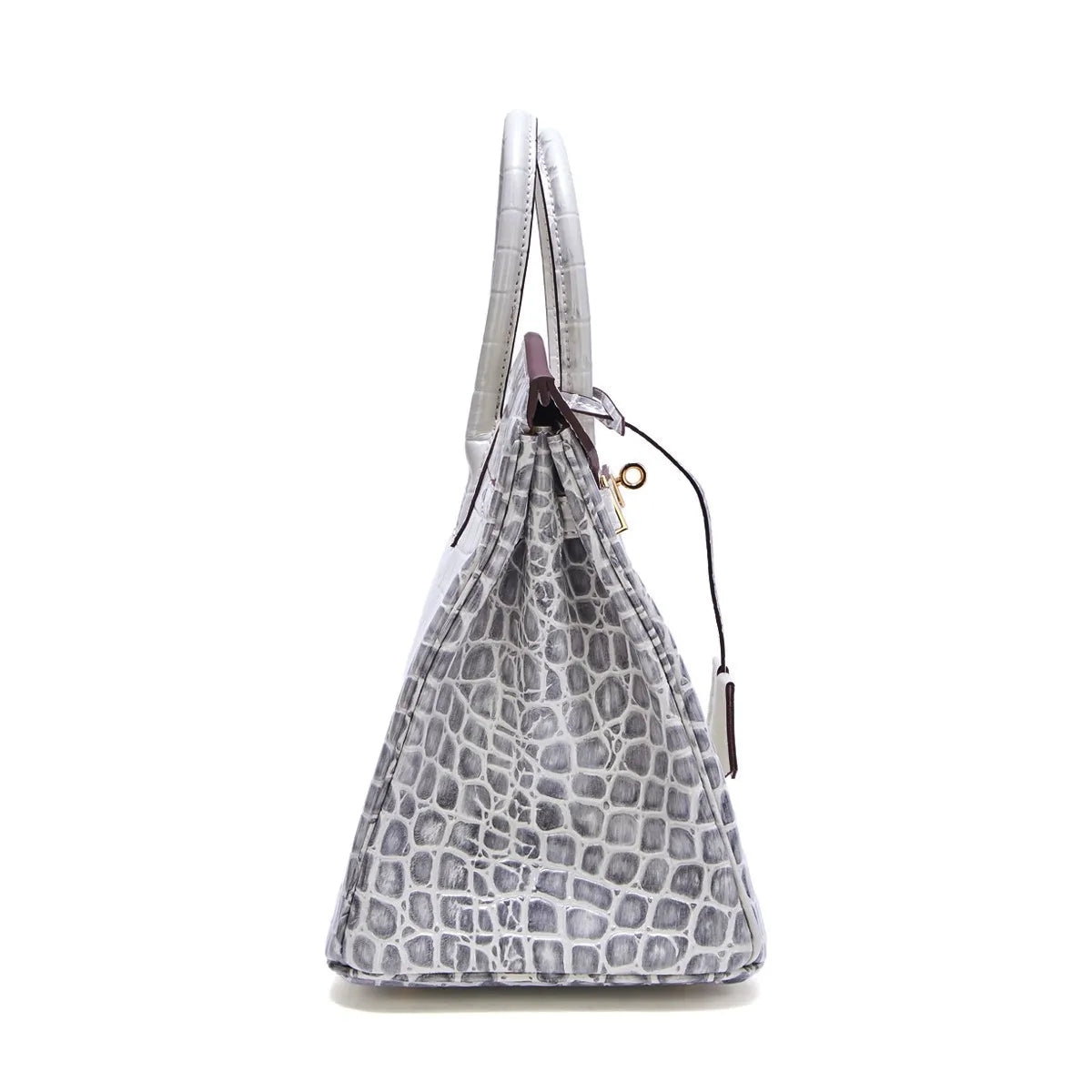 Kaia Elegant handbag in premium genuine leather with crocodile texture. 4