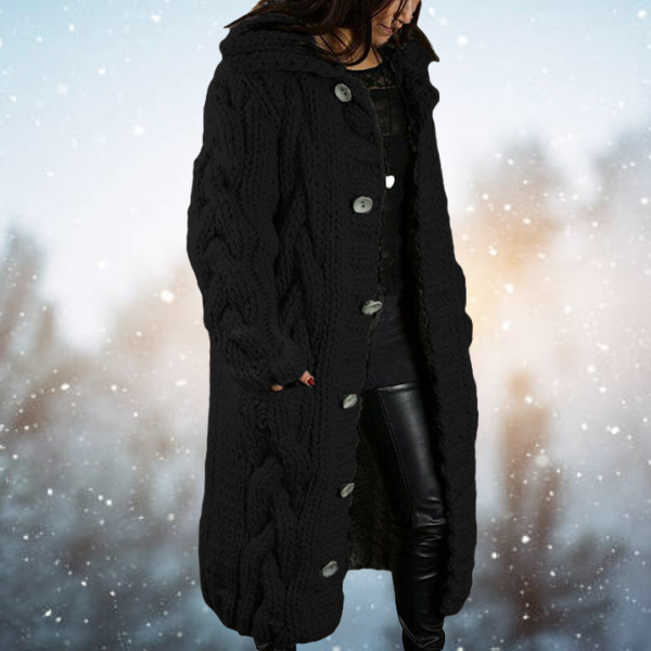 Elegant ladies cardigan made from soft material with a coarse cable pattern. 4