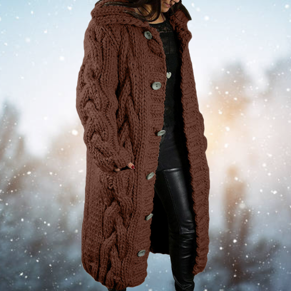 Elegant ladies cardigan made from soft material with a coarse cable pattern. 7