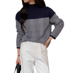 Ladies Chunky Knit Sweater with Stand-Up Collar in Gray 4