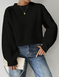 Stylish ladies fine knit sweater with round neck