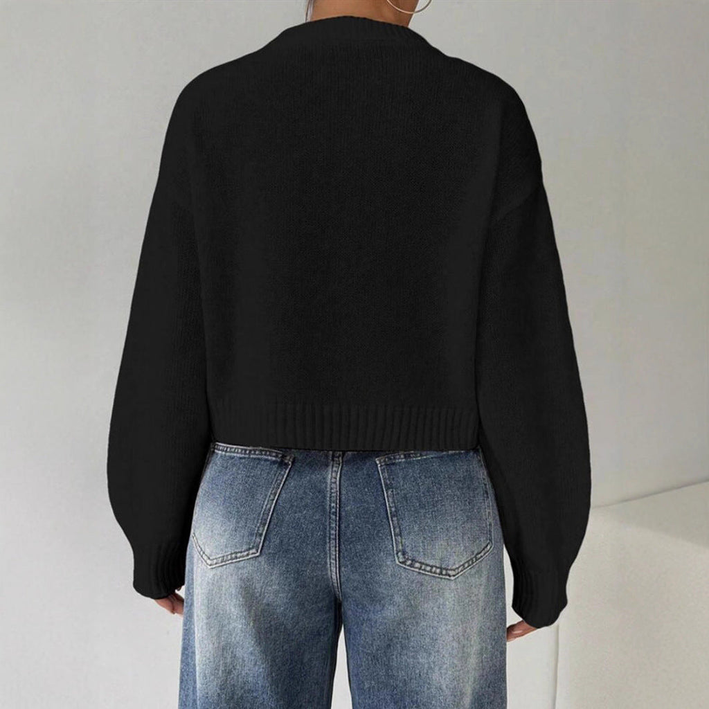 Stylish ladies fine knit sweater with round neck 5