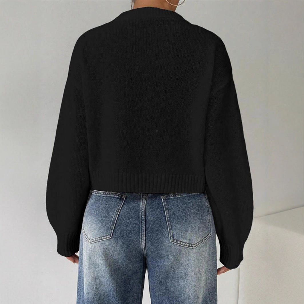 Stylish ladies fine knit sweater with round neck 5