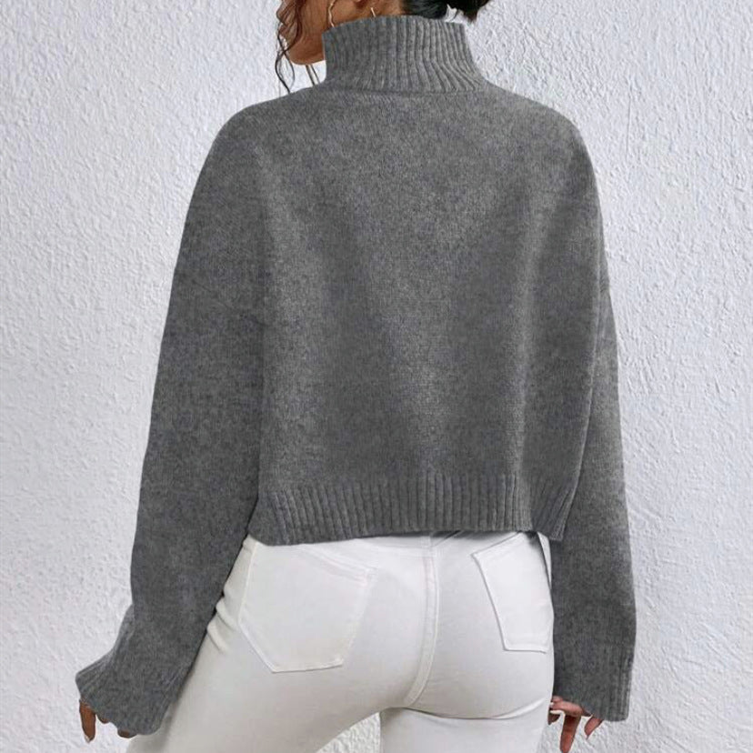 Stylish high collar sweater for ladies in soft wool blend. 2