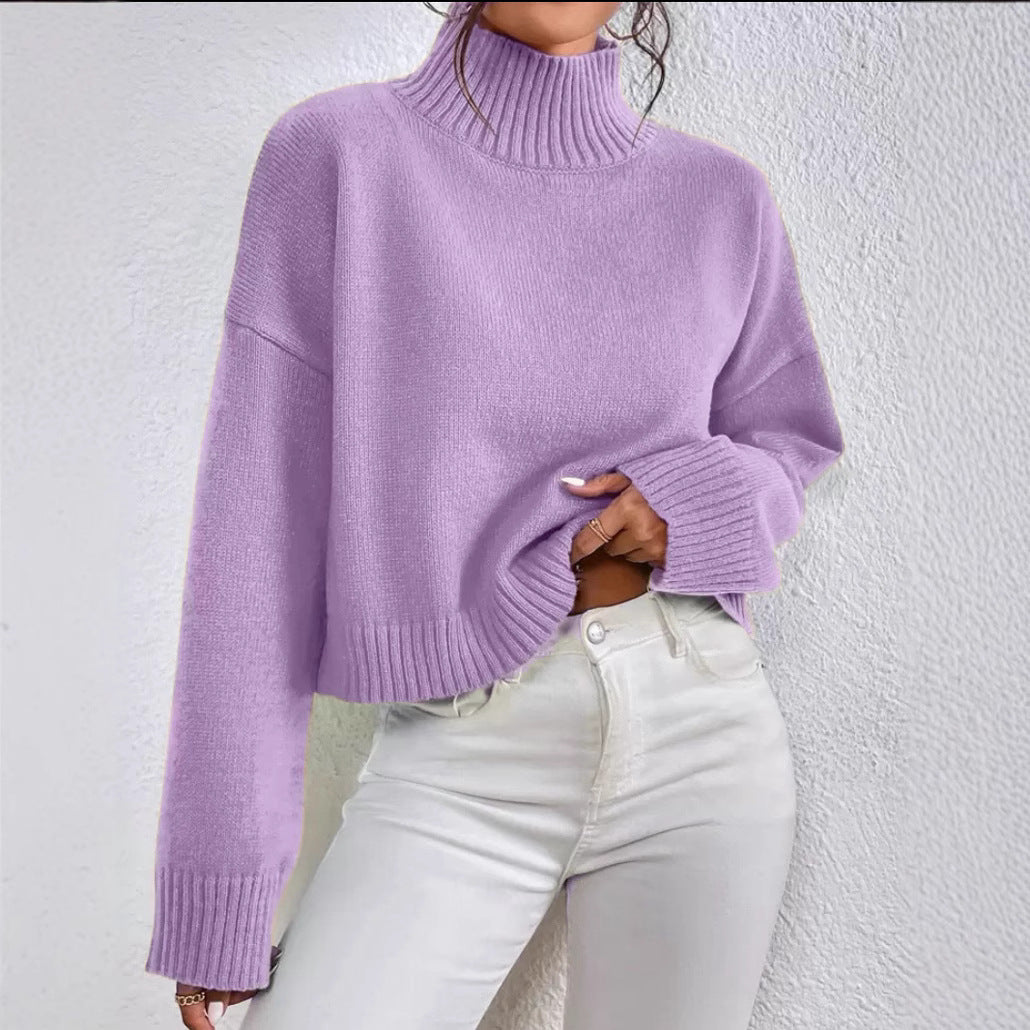 Stylish high collar sweater for ladies in soft wool blend. 4