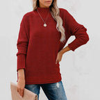 Elegant ladies knit sweater with high collar in various colors.