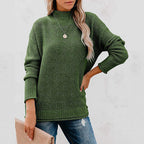 Elegant ladies knit sweater with high collar in various colors. 6
